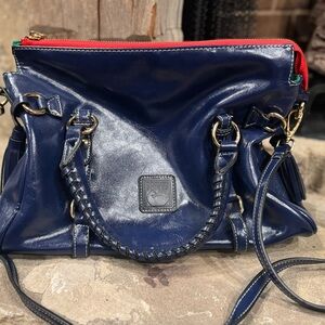 Dooney & Bourke Navy and Red Leather Shoulder Bag